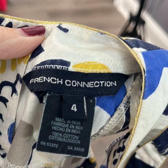 French Connection Blue and Yellow Sleeveless A Line Dress Size 4 - Picture 8 of 9